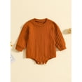 thumbnail image 2 of ZAXARRA Baby Sweatshirt Romper Long Sleeve Round Neck Solid Color Ribbed Bodysuit Infant Fall Outfit, 2 of 8