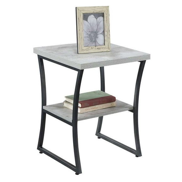 Convenience Concepts X-Calibur End Table in Gray Faux Birch Wood Finish
