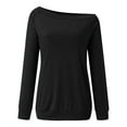 thumbnail image 3 of DuoJiaJ Womens Off The Shoulder Tops Summer Casual Long Sleeve T Shirts Blouse Women’s Workout Tops Black, 3 of 5