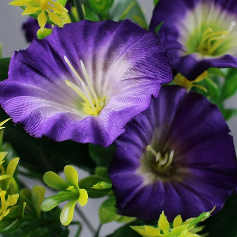 Gerich 12 Heads Artificial Flowers Fake Morning Glory Bouquet