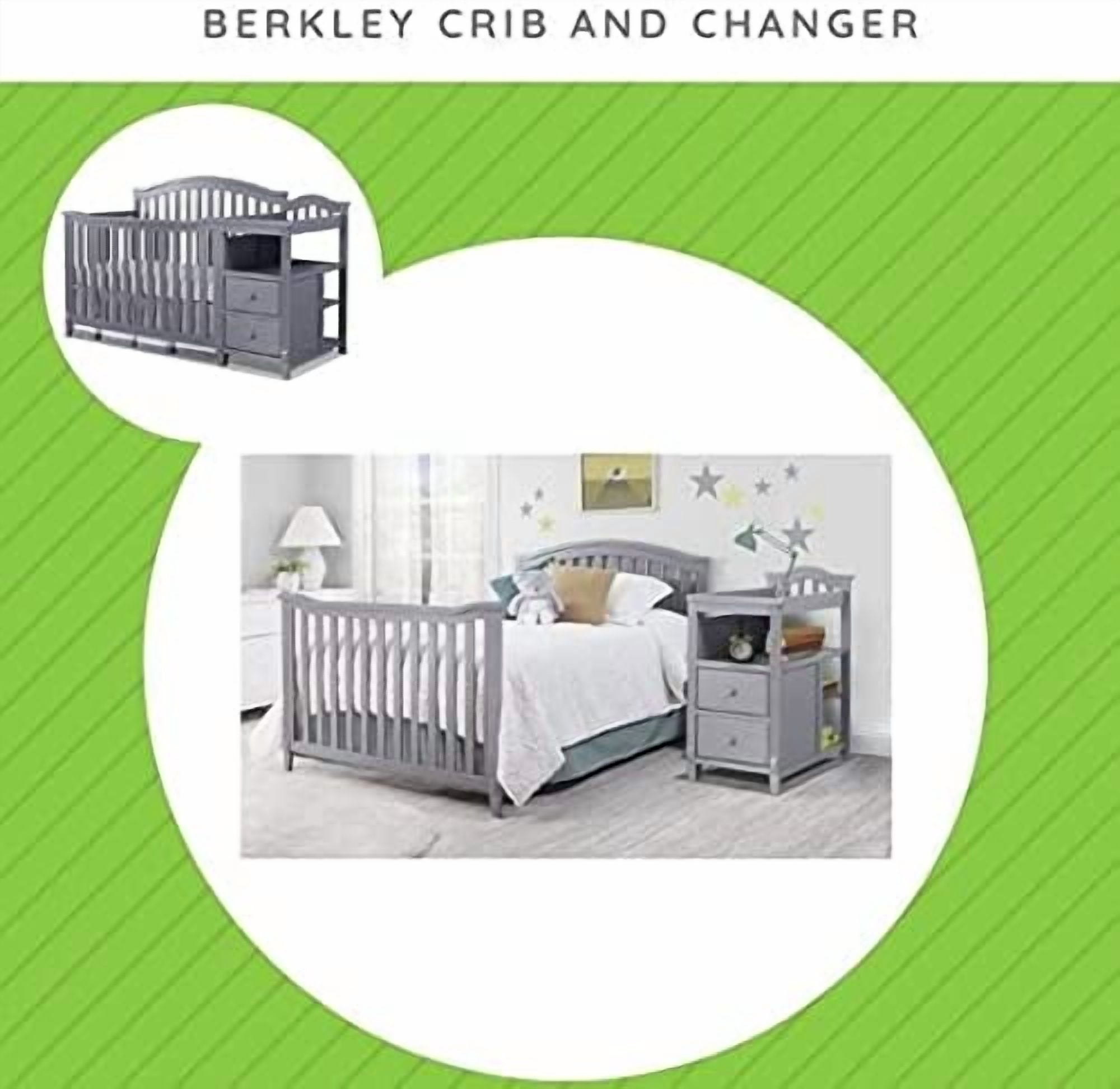 Full Size Conversion Kit Bed Rails for Sorelle Crib & Changer Combos (Gray, Berkley Crib & Changer)