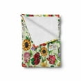 thumbnail image 2 of Jasmine Soft Flannel Fleece Blanket, Vibrant Colored Print of Rousing Summer Flower Bouquets Pattern on White Backdrop, Cozy Plush for Indoor and Outdoor Use, 60" x 80", Multicolor, by Ambesonne, 2 of 6