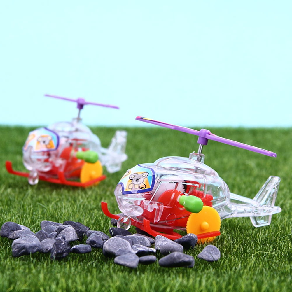 Outdoor Transparent Mini Simulation Airplane Wind Up Clockwork Toy Kids Gift Fil 