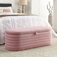thumbnail image 2 of Teddy Upholstered Storage Ottoman Bench 45.5 inches Length, Bedroom Storage Furniture, End of Bed Stool with Safety Hinge-Pink Teddy, 2 of 9