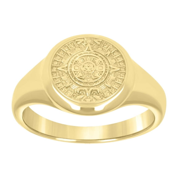 10kt 10k Yellow Gold Mens Aztec Calendar Fashion Ring