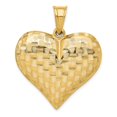 thumbnail image 3 of 14K Yellow Gold Charm Pendant Polished Basket Weave Pattern 3-D Heart, 3 of 4