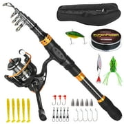 Fishing Rod and Reel Combo Carbon Fiber Telescopic Fishing Rod with Reel Combo Set Lures Jig Hooks Fishing Carrier Bag