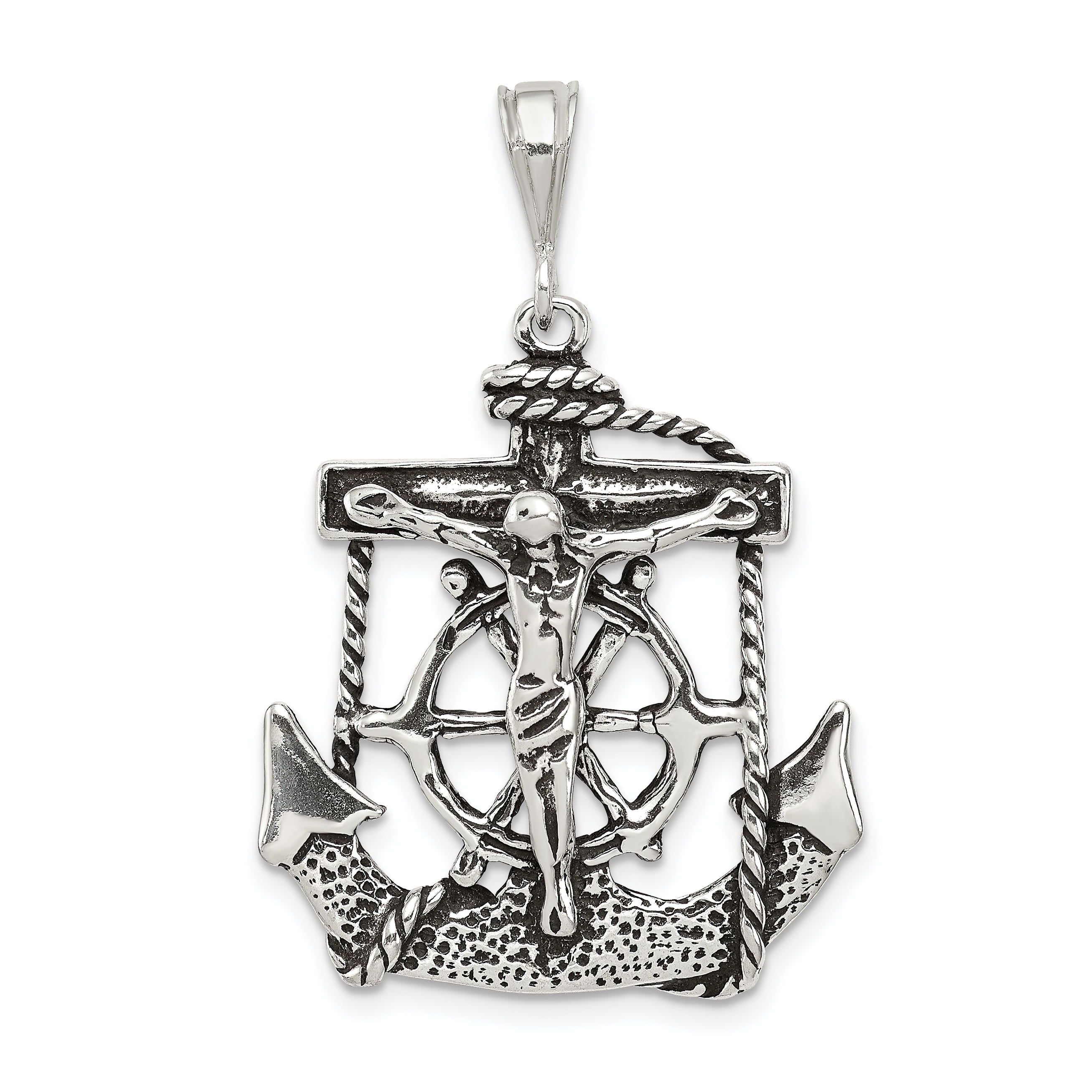 IceCarats 925 Sterling Silver Nautical Anchor Ship Wheel Mariners