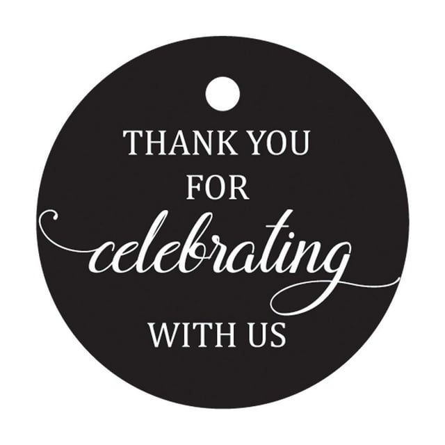 100 Pcs Personalized Round Paper Tags - Thank You For Celebrating With Us Wedding Favor Gift Hang Tags Circle