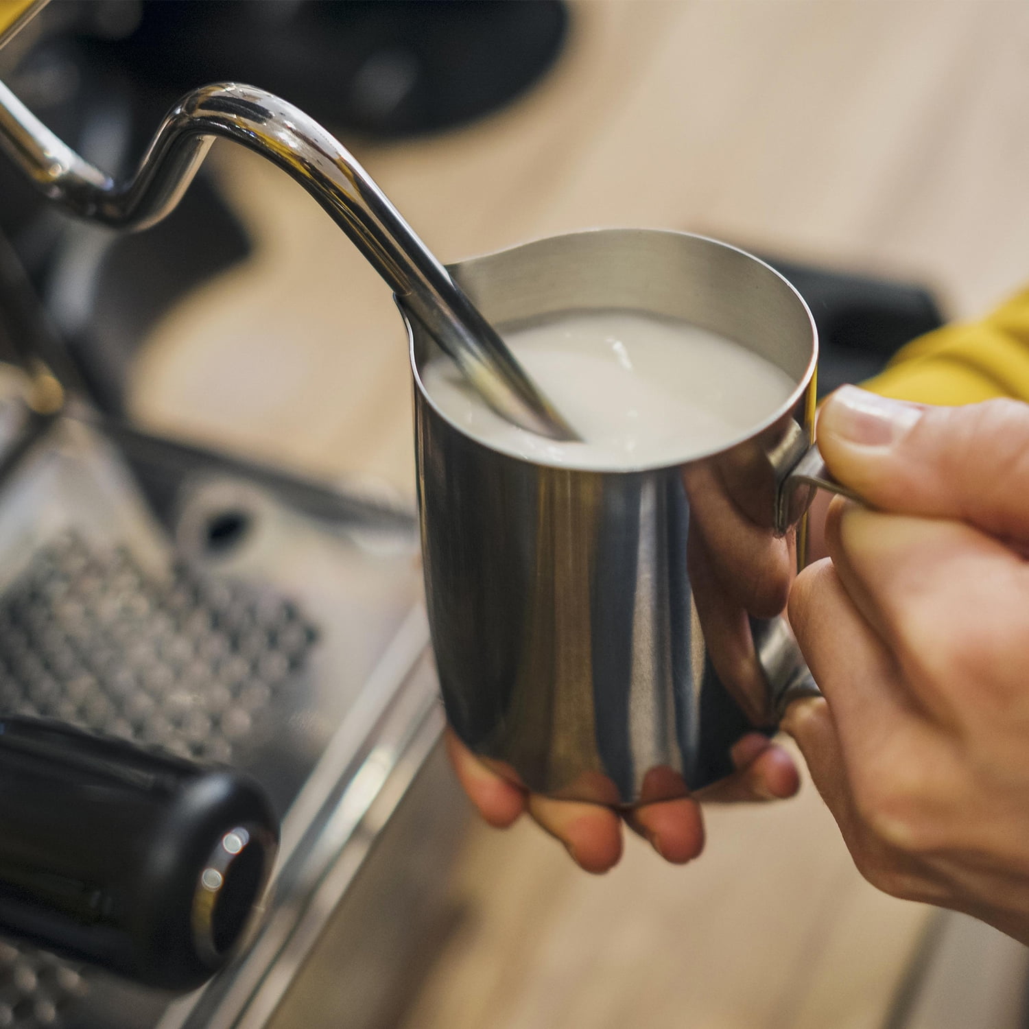  Milk Frother Cup Frothing Pitcher: KitchenBoss Stainless Steel  Espresso Steaming Pitcher 12 Oz (350ml), Latte Art Pitcher Metal Milk  Steamer Jug : Home & Kitchen