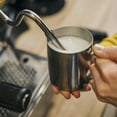 thumbnail image 4 of Milk Frothing Pitcher,12/20oz Milk Frother Cup with Clear Scale,304 Stainless Steel Cappuccino Espresso Machine Accessories for Barista Coffee Bar with Latte Art Pen,Silver, 4 of 7