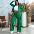 thumbnail image 6 of Women's 2 Piece Outfit Long Sleeve Button Down Cardigan, Loose Wide Leg Cargo Pants with Pockets, Tracksuit Set, Soft Polyester, Casual, Work, Travel, Lounge, Daily | TruBelle,Green M, 6 of 9