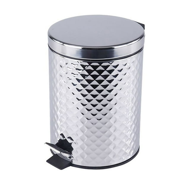Jessar - Poubelle à Pédale, Capacité de 5 Litres, Fermeture en Douceur, Argent