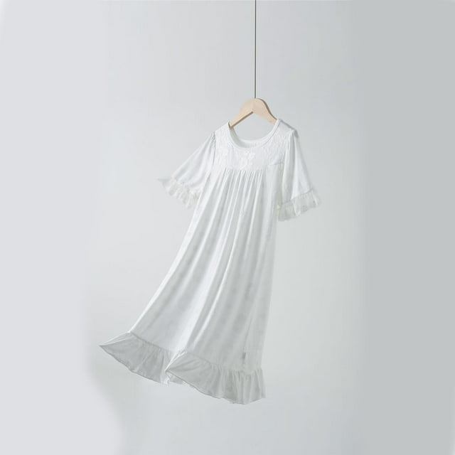 TIMIFIS Robe de Nuit Douce pour Tout-Petites Filles, Fluide et Confortable, Couleur Unie, Tenue de Nuit Décontractée, Manches Courtes, Légère, Robe de Pyjama de Sommeil, Tenue de Nuit Stylée pour Enfants, pour 3-15 Ans