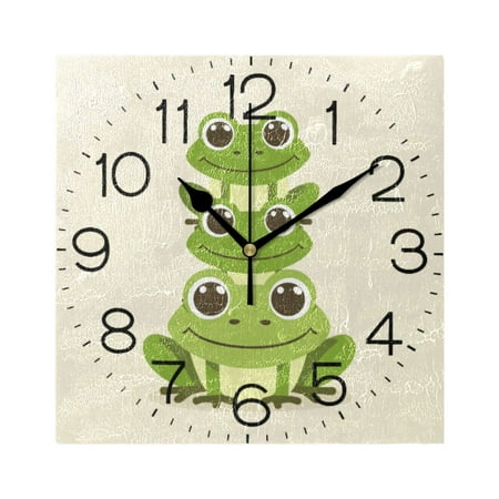 Frogs Stack on Each Other Wall Clock 7.78 Non-Ticking Silent Battery Operated for Home Bedroom Office Kitchen Living Room