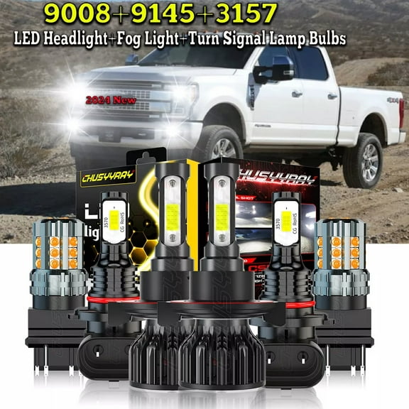 For Ford F250 F350 F450 F550 Super Duty 2005-2018 LED Headlight Fog Light Turn Signal Lamp Bulbs 6000K White 6x