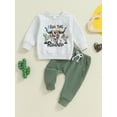 thumbnail image 5 of Aojekbee Baby Boys Pants Set, Long Sleeve Crew Neck Letters Print Sweatshirt with Elastic Waist Sweatpants Infant Clothes, 5 of 10