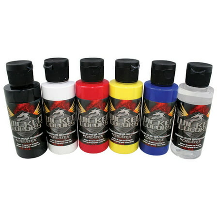 Createx Colors Wicked Colors Primary Airbrush Paint (Set of (Best Brush For Solvent Based Paint)