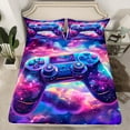 thumbnail image 2 of Manfei Game Console Bed Sheets,Colorful Galaxy Starry Sky King Sheets,Purple Pink Ombre Sheet Set For Kids,Super Cozy Room Decor,4pcs, 2 of 7