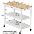 thumbnail image 2 of ANPOO 3 Tier Kitchen Island Carts on Wheels with Storage, Mobile Rolling Cart with Large Capacity Storage Drawers, Towel Rack, Rubber wood Top, for Kitchen and Dining Room, 2 of 7