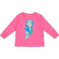 thumbnail image 3 of Inktastic Cute Mermaid, Blue Hair, Little Mermaid, Crown Girls Long Sleeve Toddler T-Shirt, 3 of 5