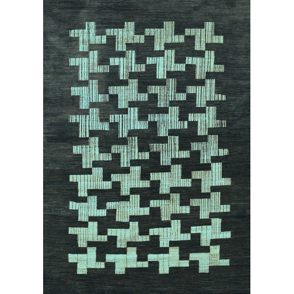 Ahgly Company Indoor Rectangle Abstract Light Blue Modern Area Rugs, 4' x 6'