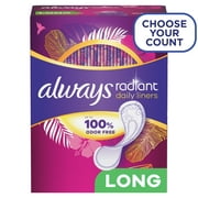 Always Radiant Daily Liners Light Absorbency, Long Length, 46CT