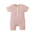 thumbnail image 1 of ITFABS Baby?s Short Sleeve Contrast Color Round Neck Single-breasted Romper, 1 of 6