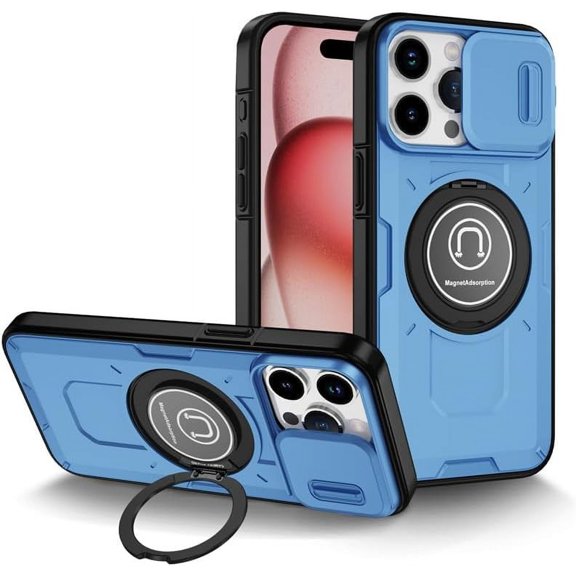 Case for iPhone 11 Pro Max,Military Grade [Built-in Kickstand] Magnetic Ring Holder Heavy Duty TPU PC Shockproof Drop Protect Phone Case for iPhone 11 Pro Max,6.5 Inch (Sky Blue)