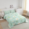thumbnail image 3 of Cute Flower Comforter Set Twin Size, Botanical Theme Floral Print Bedding Set Room Decor, Watercolor Daisy Quilt Set Soft Polyester Duvet Set, 3 of 8