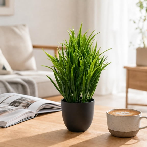 Artificial Plants Set of 4 Small Fake Potted Plants Faux Greenery for Indoor Outdoor Home Office Desk Shelf Tabletop Decor Maintenance Free Plastic Foliage Assortment