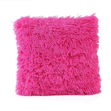 Living Room Throw Pillow Covers Wendana Faux Fur Decorative Throw Pillow Cover,Pink Decoration Pillow Case For Sofa,Decorative Super Soft Plush Mongolian Faux Fur Living Room Throw Pillow Cover Cushion Case (Pink) ()
