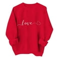 thumbnail image 3 of Sweatshirt for Women Valentine's Day Print Casual Long Sleeve Crew Neck Tops Pullover Athletic Hoodless Comfortable Womens Sweatshirt Red L, 3 of 4