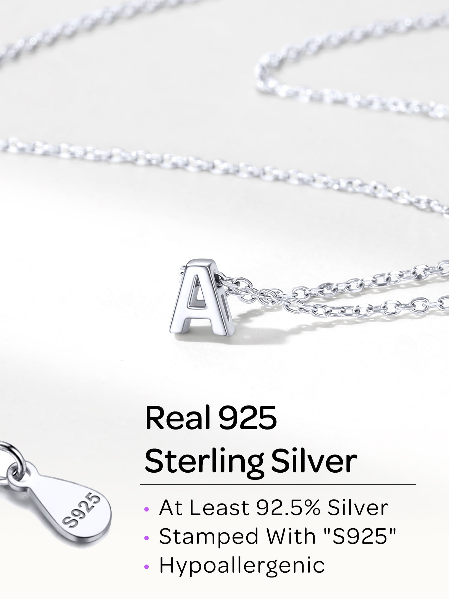 ChicSilver Sterling Silver Initial Necklace for Women Choker Necklace Dainty Waterproof Silver Letter Pendant Hypoallergenic Jewelry Christmas Graduation Birthday Anniversary Gifts for Her