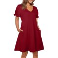 thumbnail image 6 of IROINNID Reduced Formal Dress for Women Wedding Guest Evening Night Party Dress Elegant Summer Solid Color Short Sleeve Beach Dress,Red, 6 of 7