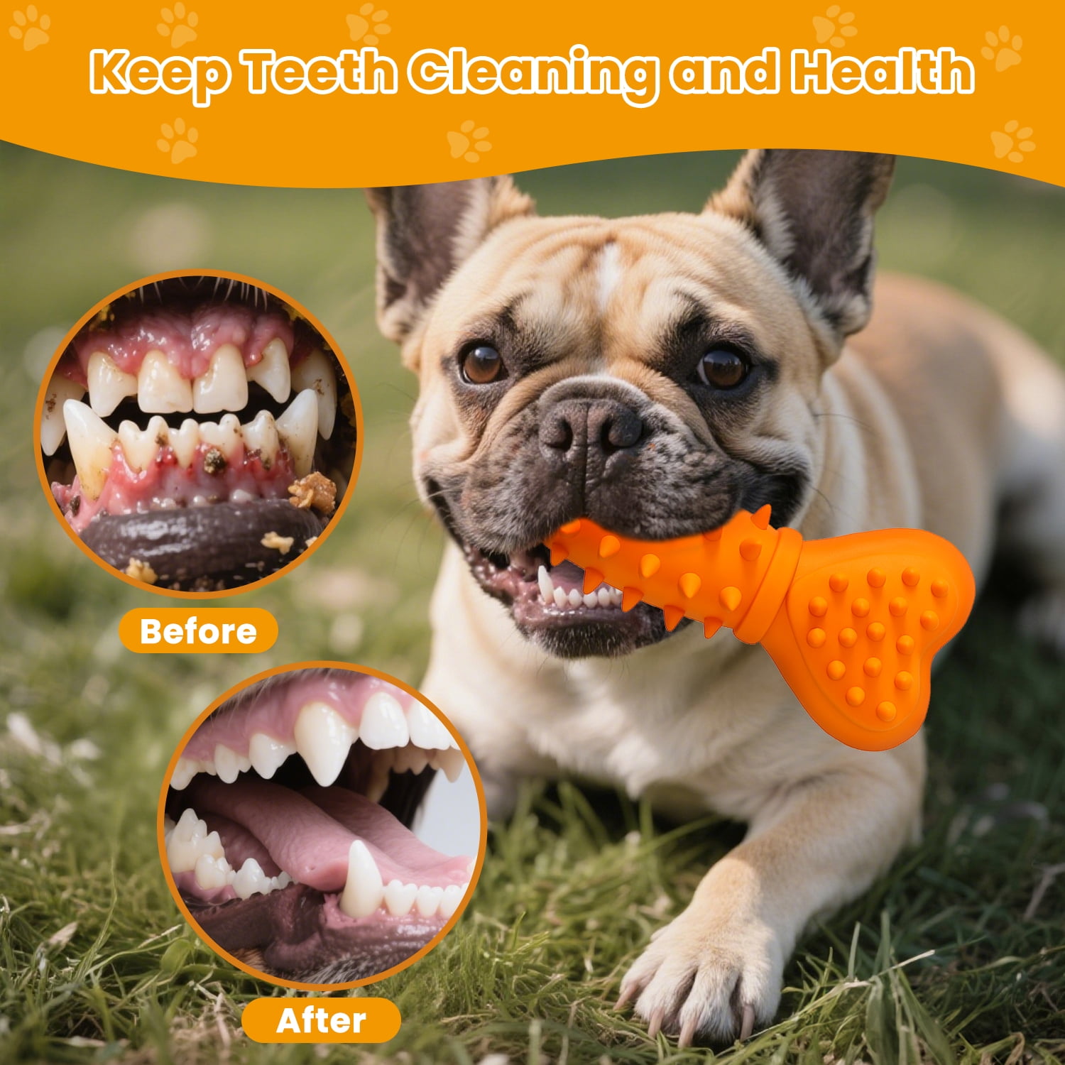 Dog Toy for Aggressive Chewers, Interactive Rubber Bone Dog Chew SqueakerToys for Large Dogs Teeth Cleaning (2 pack)
