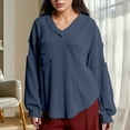 thumbnail image 2 of BLVB Women's Long Sleeve Shirts Oversized Tunic Tops Trendy V Neck Pullover Fashion Clothes Outfits, 2 of 5