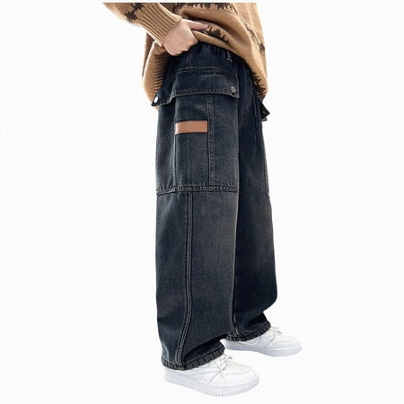 Xyant Boys Baggy Jeans Kids Casual Straight Leg Loose Fit Denim Pants with Pockets Jeans Boys (Grey 9-10 Years)