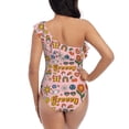 thumbnail image 6 of Yiaed Retro 70s Hippie Print Women One Piece Swimsuits Tummy Control One Shoulder Bathing Suits Pattern Ruffle Swimwear-Medium, 6 of 8