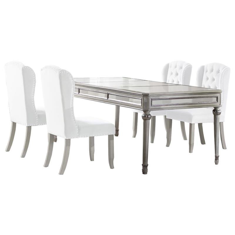 Best Master Furniture 5 Piece Emory Antique Cream Dining Set, Beige