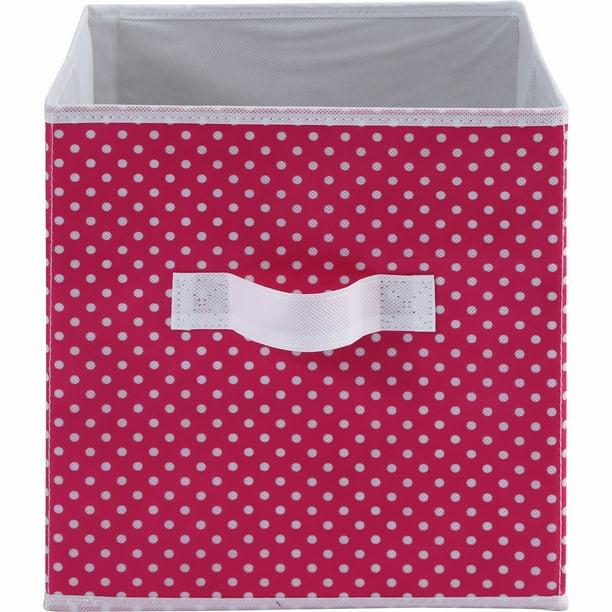 Mainstays 10.5" x 10.5" x 11" Collapsible Pink Dot Storage Bin