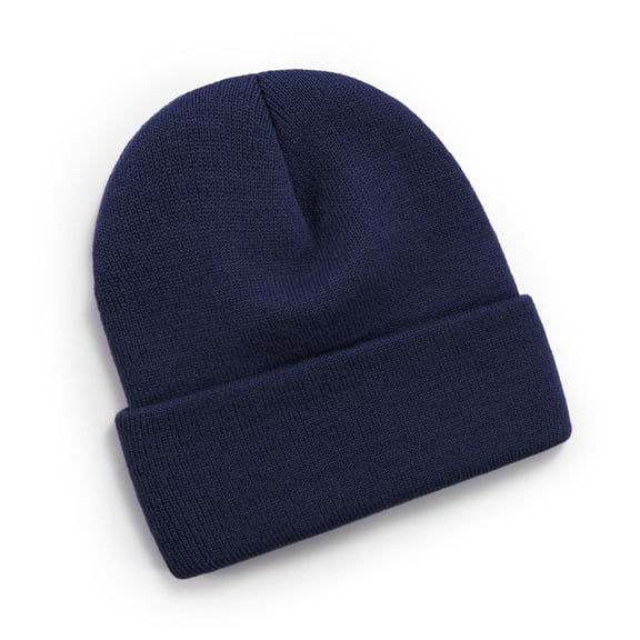 Toptie Cuffed Knit Beanie Hat Uniesx Winter Knitted Skull Hats for Men Women-Navy