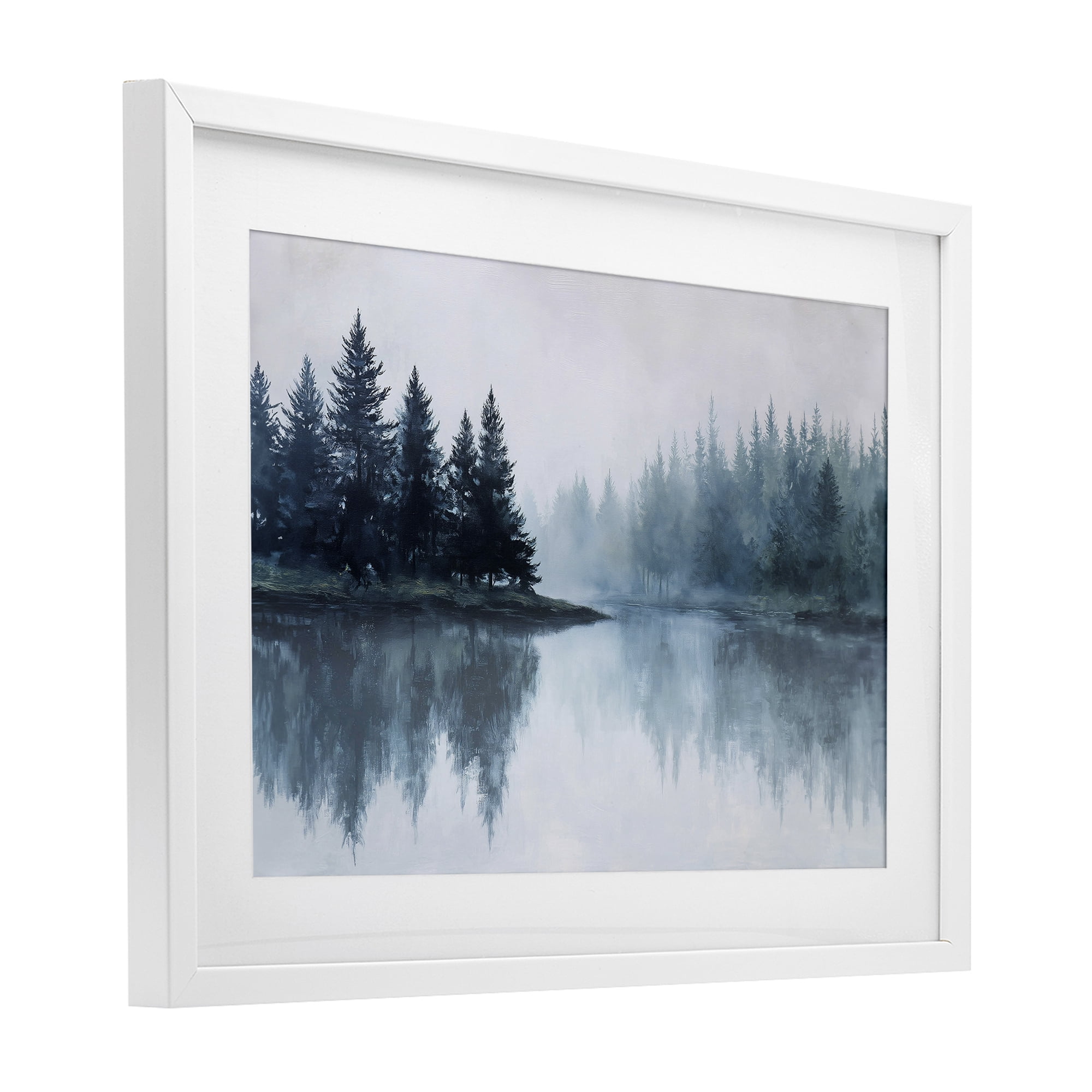 Stupell Industries Indigo Tree Reflections White Framed Print Under Glass, design by Jacky Ngan