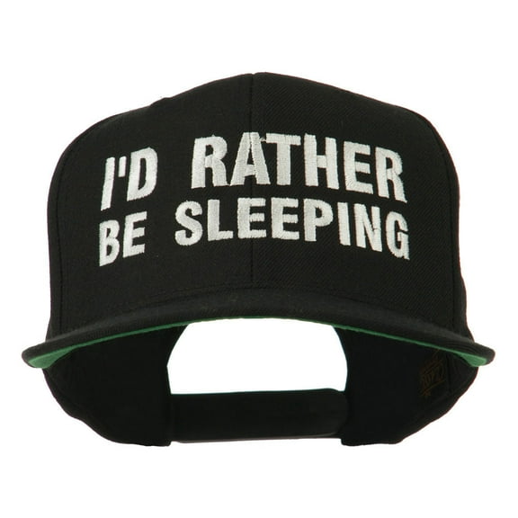 I'd Rather Be Sleeping Embroidered Flat Bill Cap - Black OSFM