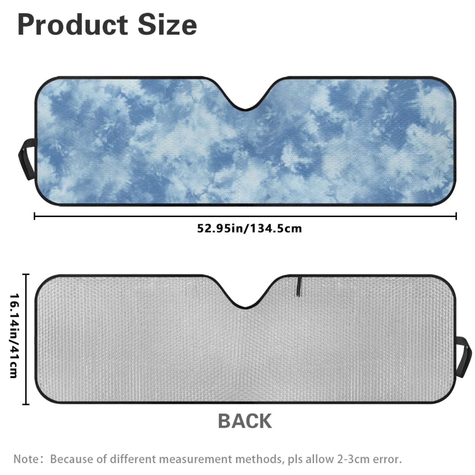 Uorisanigo Windshield Sun Shade, Blue Tie-Dye Print Car Sunshade for Jeep Wrangler, Compass, Gladiator & Renegade,Sun Shade Windshield Cover,UV Ray & Heat Block Heat Shield Shades