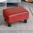 thumbnail image 1 of Modern Small Artificial Leather Footstool, Rectangular Sofa Stool, Red, 1 of 6