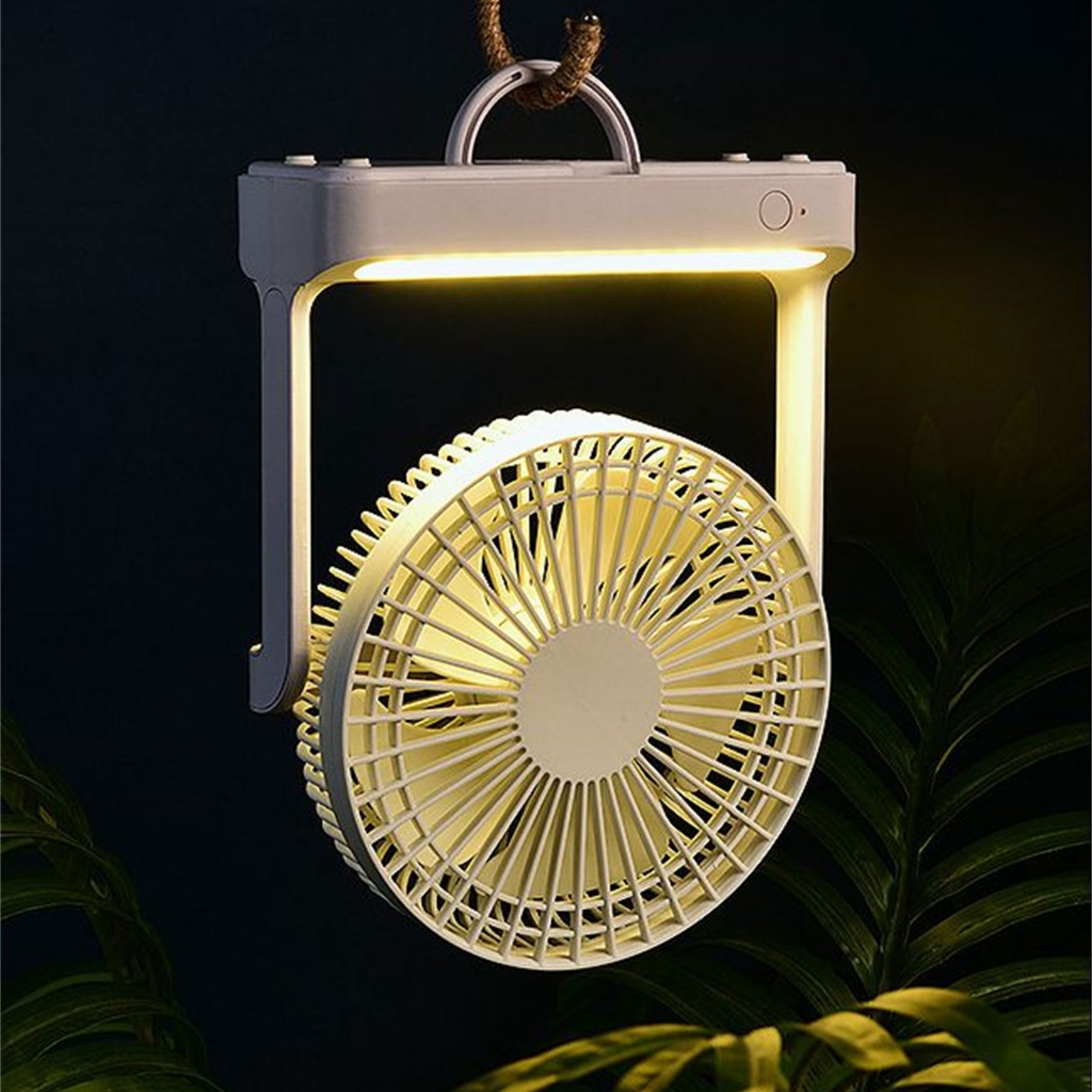 USB Rechargeable Portable Electric Fan Air Cooler with Light Desktop Ventilator