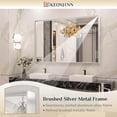 thumbnail image 3 of Keonjinn Brushed Nickel Bathroom Mirror 55 x 36 inch Large Silver Vanity Mirror Metal Frame Modern Rectangular Wall Mount Mirror, 3 of 8