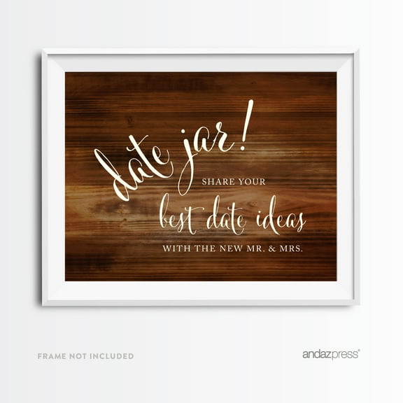 Date Jar - Share Best Date Idea Rustic Wood Wedding Party Signs