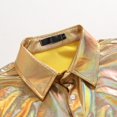 thumbnail image 3 of Mens Disco Dress Shiny Shirt Long Sleeve Casual Button Down Shirt Nightclub, 3 of 8